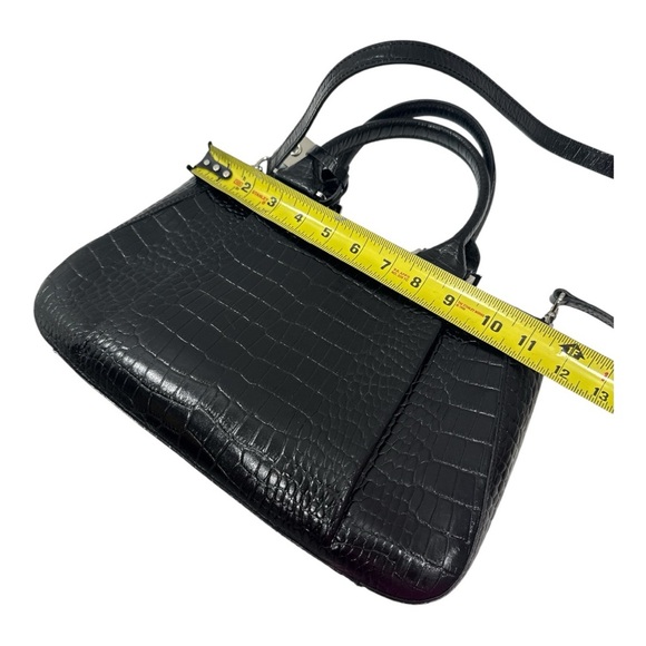 Etienne Aigner Black Crocodile-Embossed Satchel - Picture 9 of 14